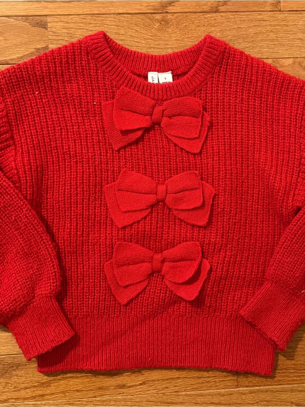Red Knit Bow Accent Sweater - Women